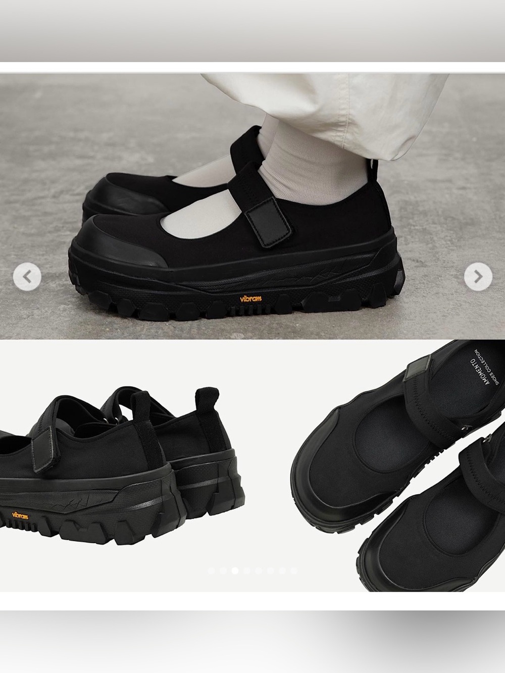 AMOMENTO Black Vibram Mary Jane Loafers